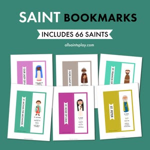 Saint Bookmarks | Catholic Homeschooling, Saints for Kids, All Saints Day, Liturgical Living, Religious Education Activity