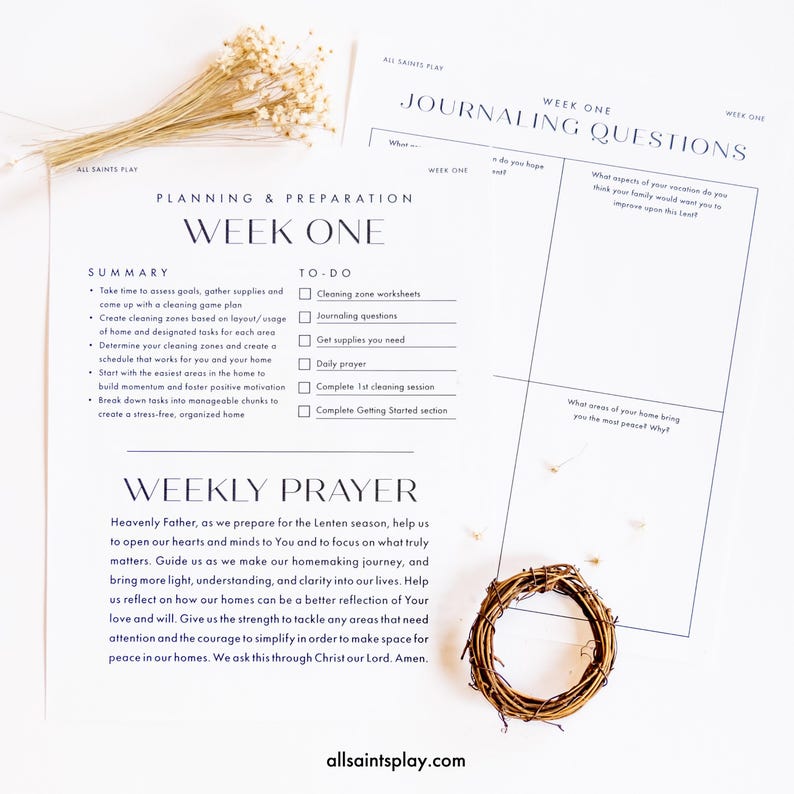 Catholic Lenten Devotion for Moms, Home Organization Guide & Cleaning Checklists for Homemakers, Motherhood Routine Planner image 8