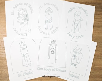 140 Saint Coloring Pages | Printable Saints Activity for Catholic Homeschool, All Saints Day Party, Religious Ed, Catholic Coloring Book