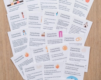 Catechism Flashcards & Charts | Catholic, Baltimore Catechism, Virtues, Religious Ed, CCD, Homeschool, Kindergarten, Preschool, Elementary