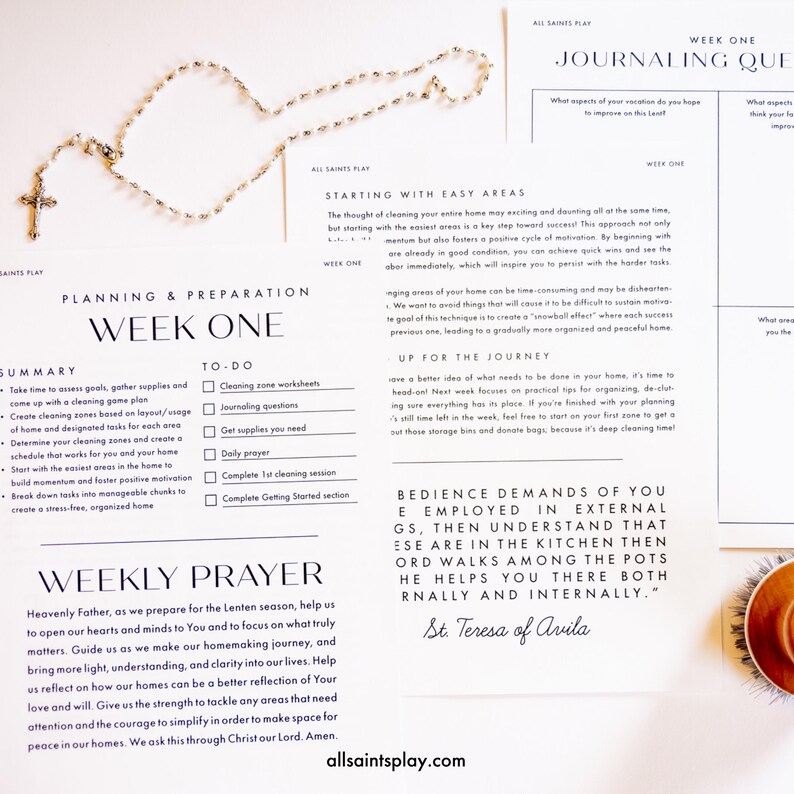 Catholic Lenten Devotion for Moms, Home Organization Guide & Cleaning Checklists for Homemakers, Motherhood Routine Planner image 6