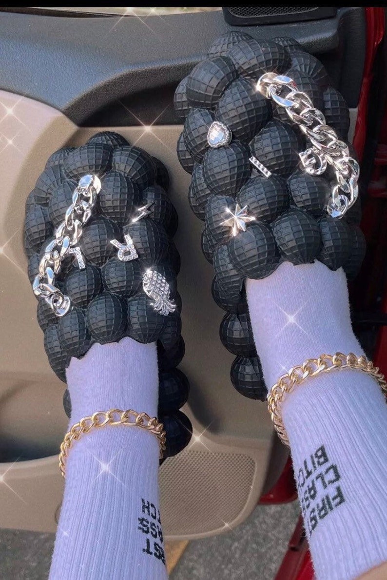 Bubble Slides With Chain Charms Etsy