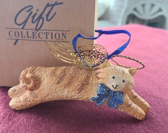 Avon Vintage 1997 Angel Pet Cat Christmas Ornament Cat In Heaven Rainbow Bridge