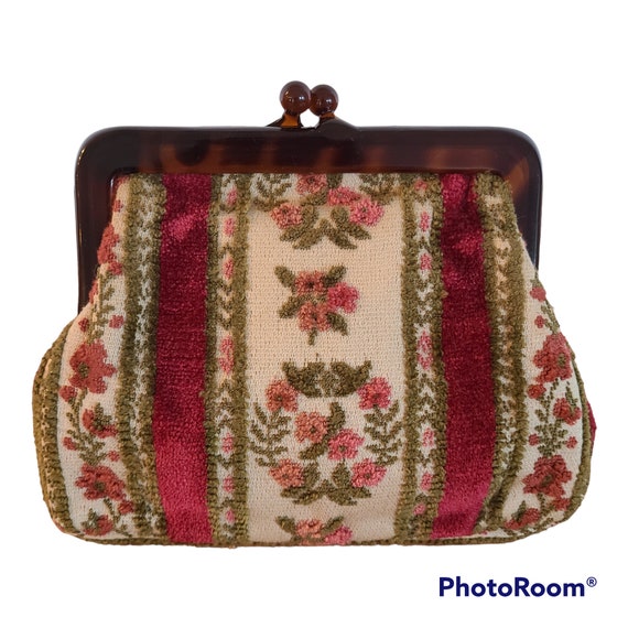Chenille tapestry needlepoint clutch Gem