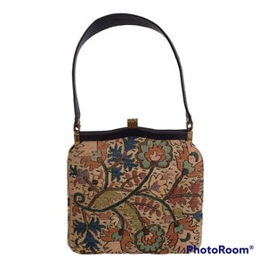 Monedero vintage con bordado de flores y tapices, monedero con cierre de tapices florales, monedero con bordado de flores, correa de transporte individual, vintage