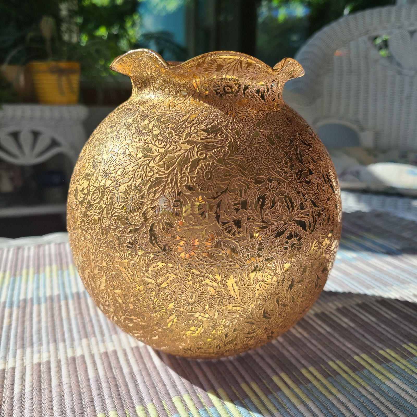 Vintage 22k Gold Vase - Etsy