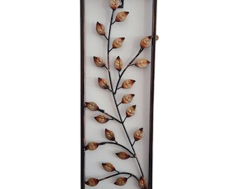 Vintage Metal Art Panel Wall Hanging Leaf And Branch Design Bronze And Gold Tone