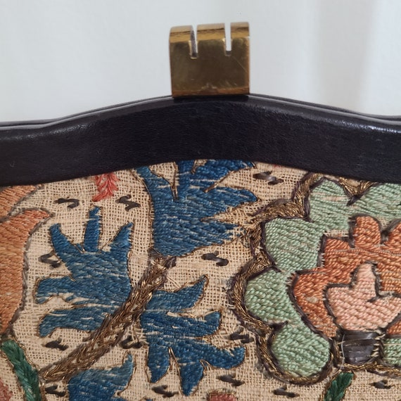 Vintage Floral Carpetbag Tapestry Needlepoint Emb… - image 2