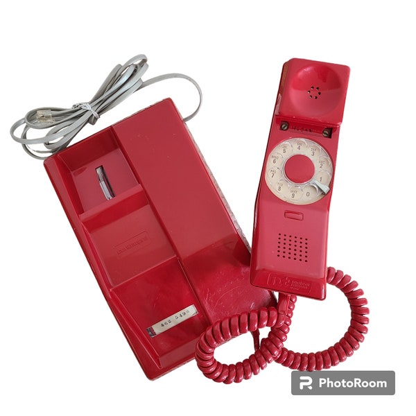 Vintage Nostalgic Northern Telecom Contempra Red Rotary Dial Phone, Vintage Rotary Dial Desk Or Wall Telephone, Northern Telecom Phone, 1969