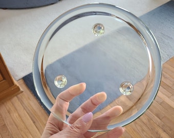 Vintage Libbey Legendary Clear Glass 7.5&quot; Elegant Cupcake Candle Plate Platter