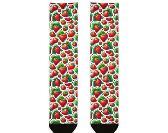 Calcetines sublimados con estampado de fresas