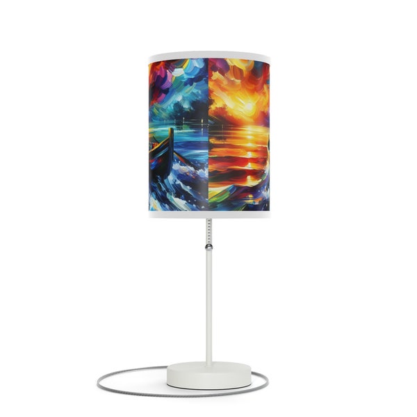 Boat on Water at Sunset Art Lamp on a Stand, US|CA plug