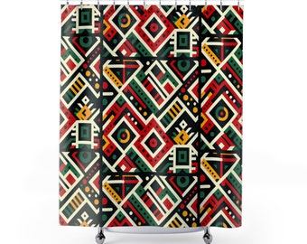 Rideaux de douche à motif africain abstrait