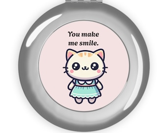 You Make Me Smile Cute Kitty Compact Travel Mirror