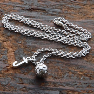 Football Necklace Stainless Steel Chain. Personalised Soccer Necklace. Sport Football Fan Necklace. Football Mom gift. Soccer Team Gift.