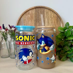 16oz Sonic the hedgehog Can Glass, Sonic Glass, Shadow Glass, sonic Characters Glass