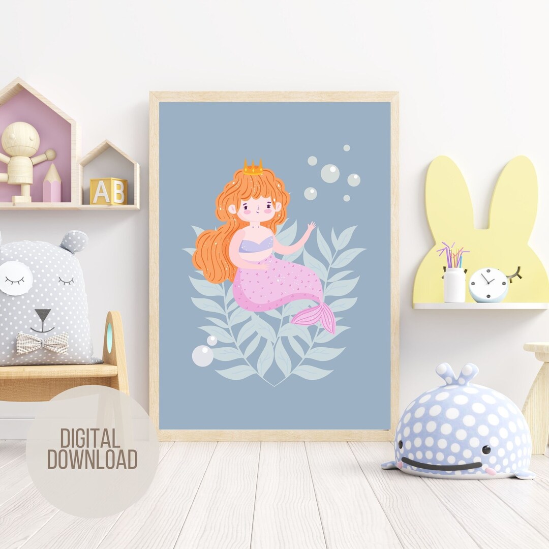 Under the Sea Princess Mermaid Printable Wall Art |DIGITAL DOWNLOAD