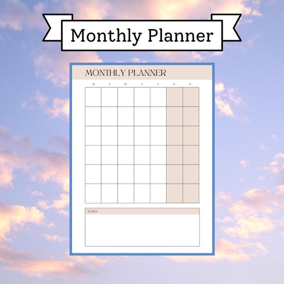 Monthly Planner Printable Planner Minimalist Neutral - Etsy