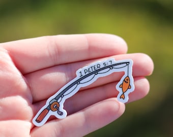 Anxiety & Fishing | Bible Sticker | Jesus Sticker | Water Bottle Sticker | Journal Sticker | Laptop Sticker | Handmade | Vinyl Stickers