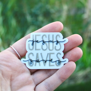 Jesus rettet | Bibel Aufkleber | Jesus Sticker | Wasserflasche Aufkleber | Journal Sticker | Laptop Aufkleber | Handarbeit | Vinyl Sticker