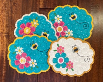 Bee-U-tiful Honey Bee Mug Rugs/ Coasters