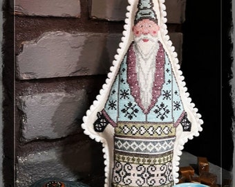 Selbu Santa- Standing Cross Stitch Doll pdf pattern with finishing instructions for Christmas decor