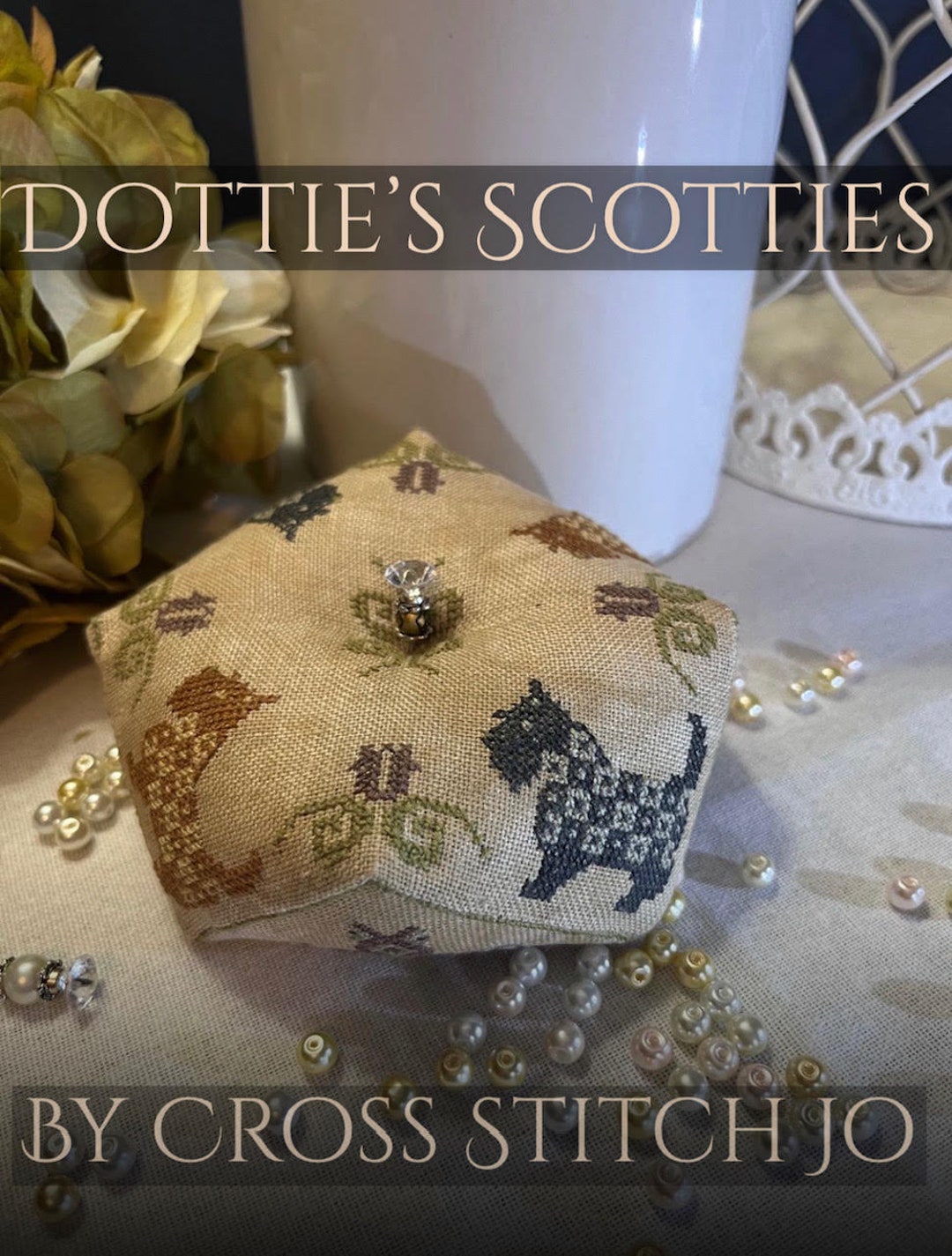 Dottie's Scotties Cross Stitch Biscornu Pincushion Etsy