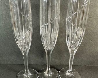 3 Mikasa Uptown Fluted Champagne Glasses 9 1/2"