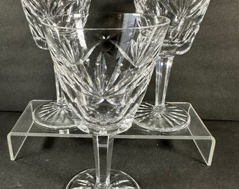 3 Waterford Ashling Crystal White Wine Glasses 5  1/2"