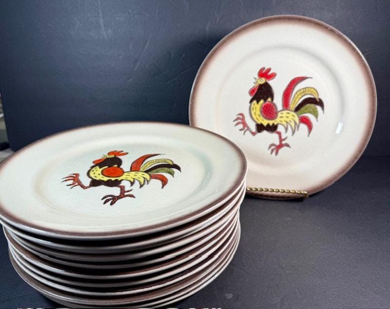 12 Metlox Poppy Trail Red Rooster Dinner Plates - Etsy