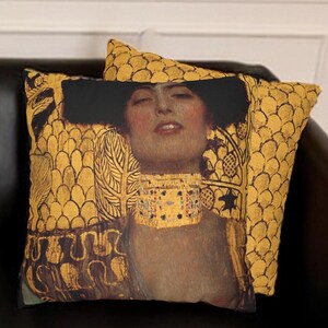 Klimt Throw Pillow Covers: Artistic Faux Suede, Gustav Klimt Art, Gift for Art Lovers, Vintage Home Accents, 18&quot;x18&quot;