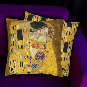 Klimt Throw Pillow Covers: Artistic Faux Suede, Gustav Klimt Art, Gift for Art Lovers, Vintage Home Accents, 18&quot;x18&quot;