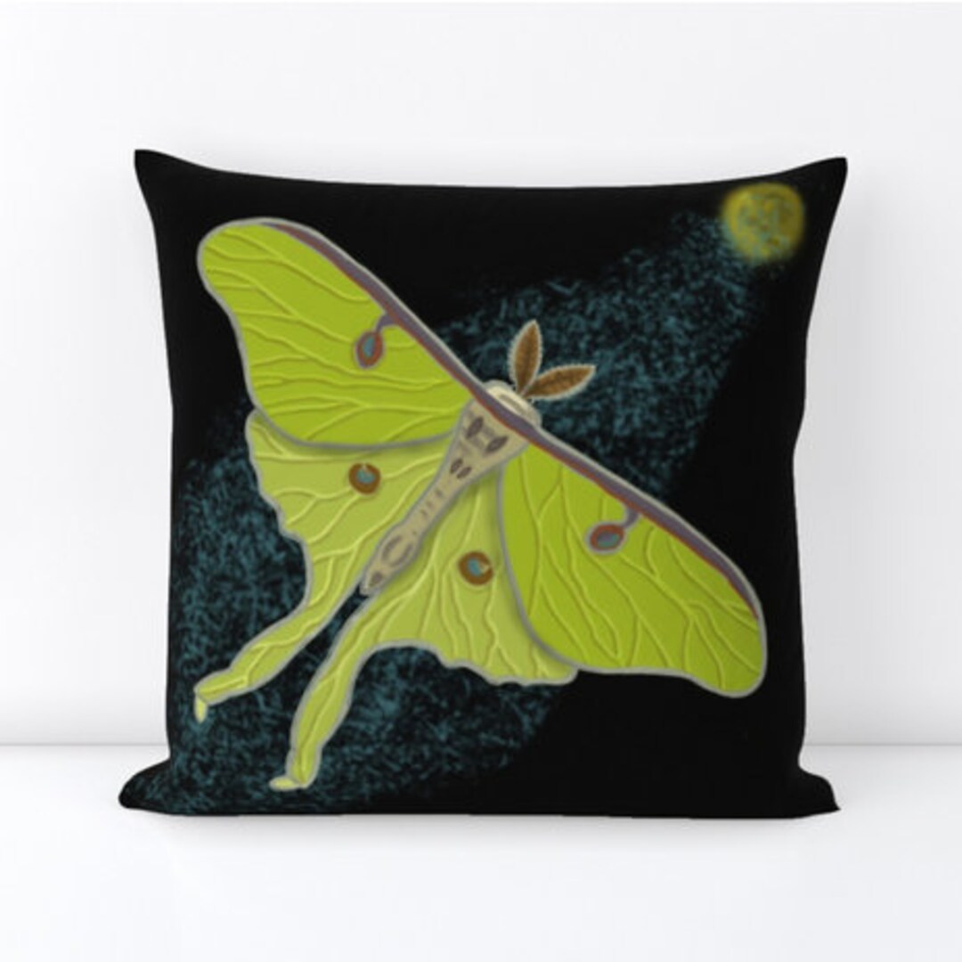 18 X 18 Velvet Throw Pillow With Insert Velvet Lunar Moth - Etsy