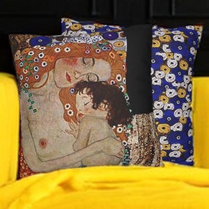 Klimt Throw Pillow Covers: Artistic Faux Suede, Gustav Klimt Art, Gift for Art Lovers, Vintage Home Accents, 18&quot;x18&quot;