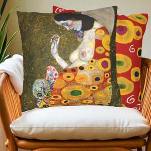 Klimt Throw Pillow Covers: Artistic Faux Suede, Gustav Klimt Art, Gift for Art Lovers, Vintage Home Accents, 18&quot;x18&quot;