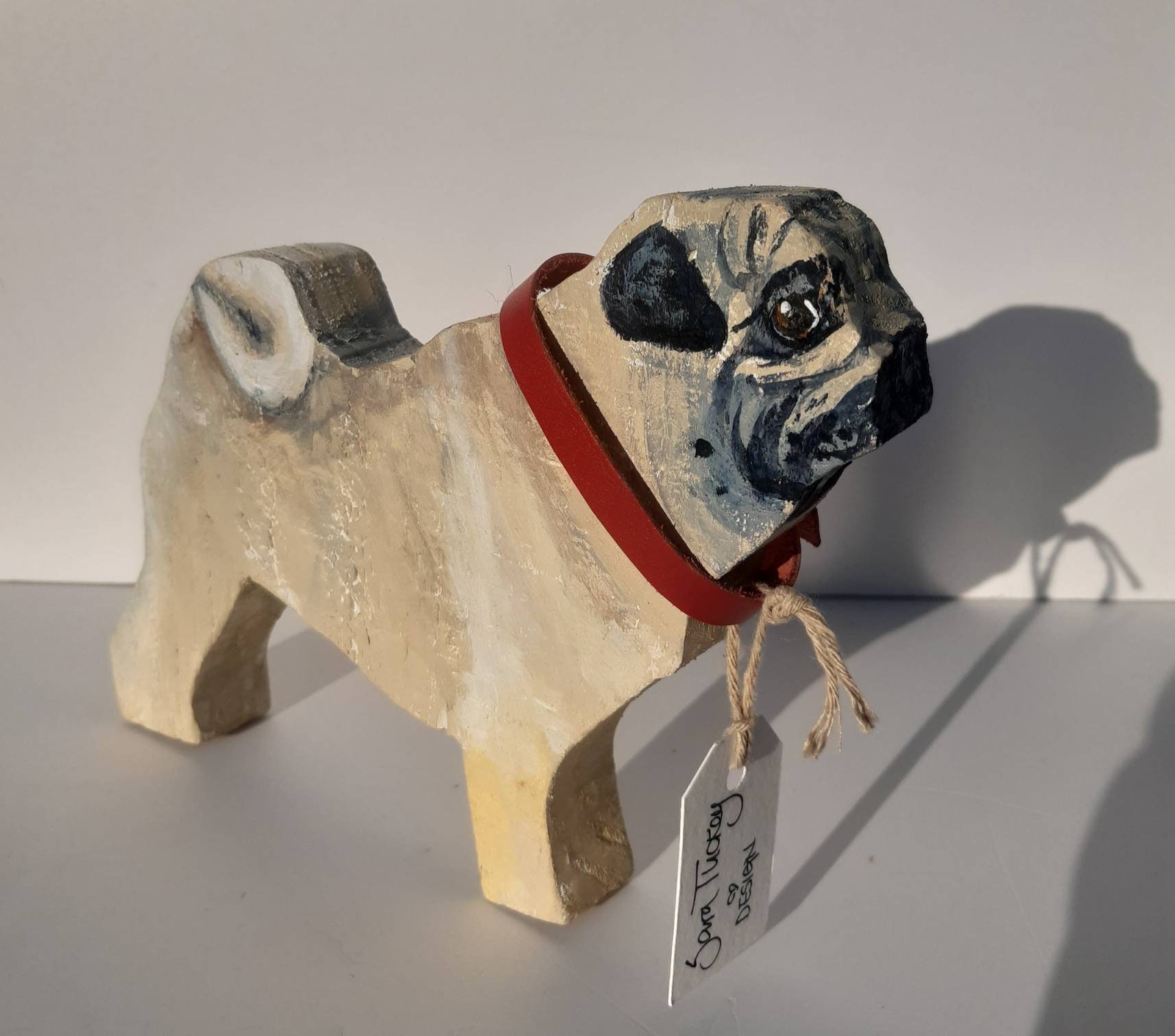 Pug Handmade Wooden Decoration. Unique Gift Can Be Customised To Match Your Own Doggo 19cm X 15cm 2.