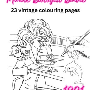 1991 Vintage Marine Biologist Barbie Colouring Book, 21 pages, PDF Download, Barbie and Ken, 90&#39;s colouring book