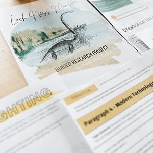 May include: A guided research project about the Loch Ness Monster. The project includes a chronological timeline, a section on sightings, and a section on modern technology. The project is designed to help students learn about the Loch Ness Monster and the history of its legend.