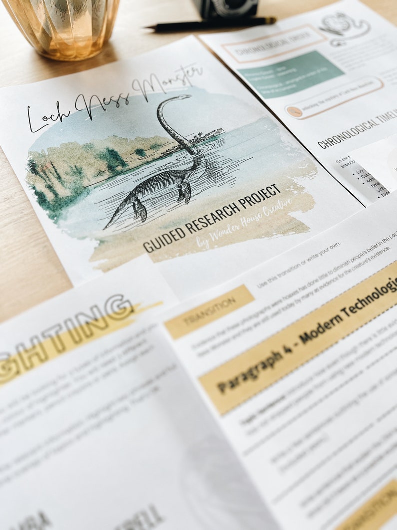 May include: A guided research project about the Loch Ness Monster. The project includes a chronological timeline, a section on sightings, and a section on modern technology. The project is designed to help students learn about the Loch Ness Monster and the history of its legend.