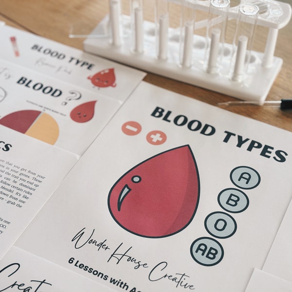 Blood Type Resource Pack, Middle School + High School Biology, Science, Blood Groups, Science printable