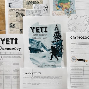 Yeti Guided Research Project, Opinion Essay Writing, Middle School Resource, Teaching Writing, Teaching Research, Cryptozoology, ELA,