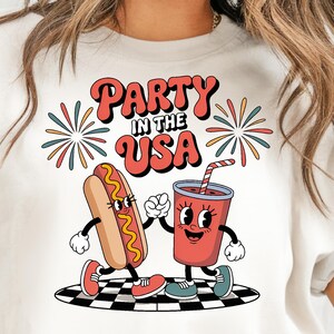 Party In The USA png Retro hotdog en frisdrank 4 juli patriottisch sublimatieontwerp