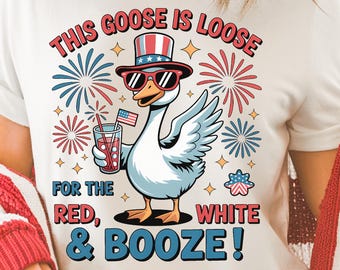 4th Goose Png  Fourth of July, Funny Patriotic Duck Drinking 4th of July Sublimation for T-Shirts