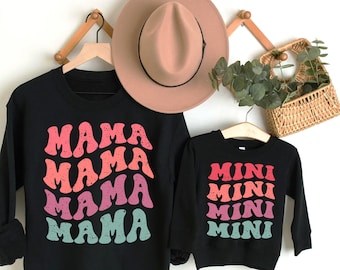 Mama And Mini Svg Png, Mom And Mini Svg, Retro Mama & Me Svg, Groovy Mom Svg, Mother Svg, Mom Life Svg, Stacked Mama Svg, Trendy Mama Svg
