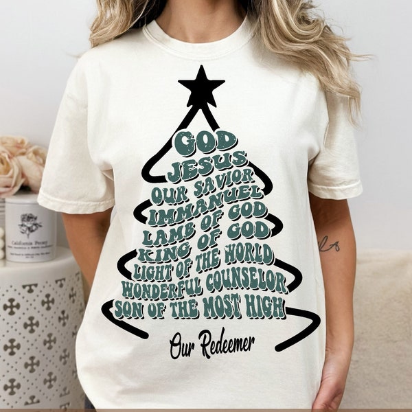 Names of Jesus Christmas Tree Svg, Jesus is the reason Svg, Christian Svg, Christmas Shirt Svg Png Pdf, Jesus Cut File  Shirt, Mug, Cutting