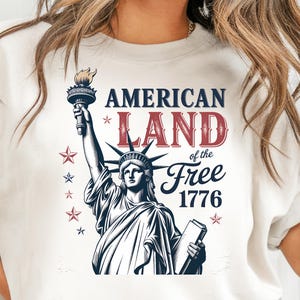 Retro 4 de Julho png, Estátua da Liberdade, Dia da Independência 1776 png, design de camiseta da Estátua da Liberdade americana frente e verso