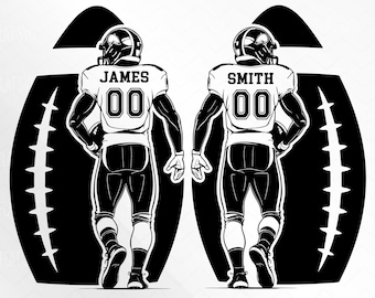 Custom Two Football Player Svg, Football Name Number Svg Png