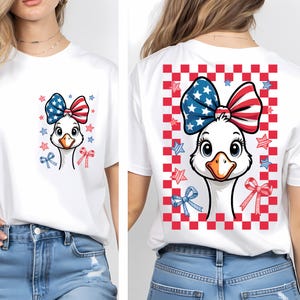 4e gans met Amerikaanse strik png Amerika coquette png Fourth of July Bows png schattige patriottische gans T-shirtontwerp digitale download