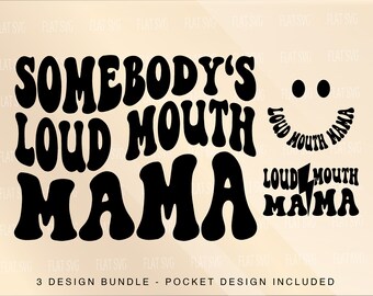 Somebody's Loud Mouth Mama Png Svg, Loud Mouth Mom Svg Png, Sarcasm Funny Lightning Bolt Sports Mama Sublimation Cut File
