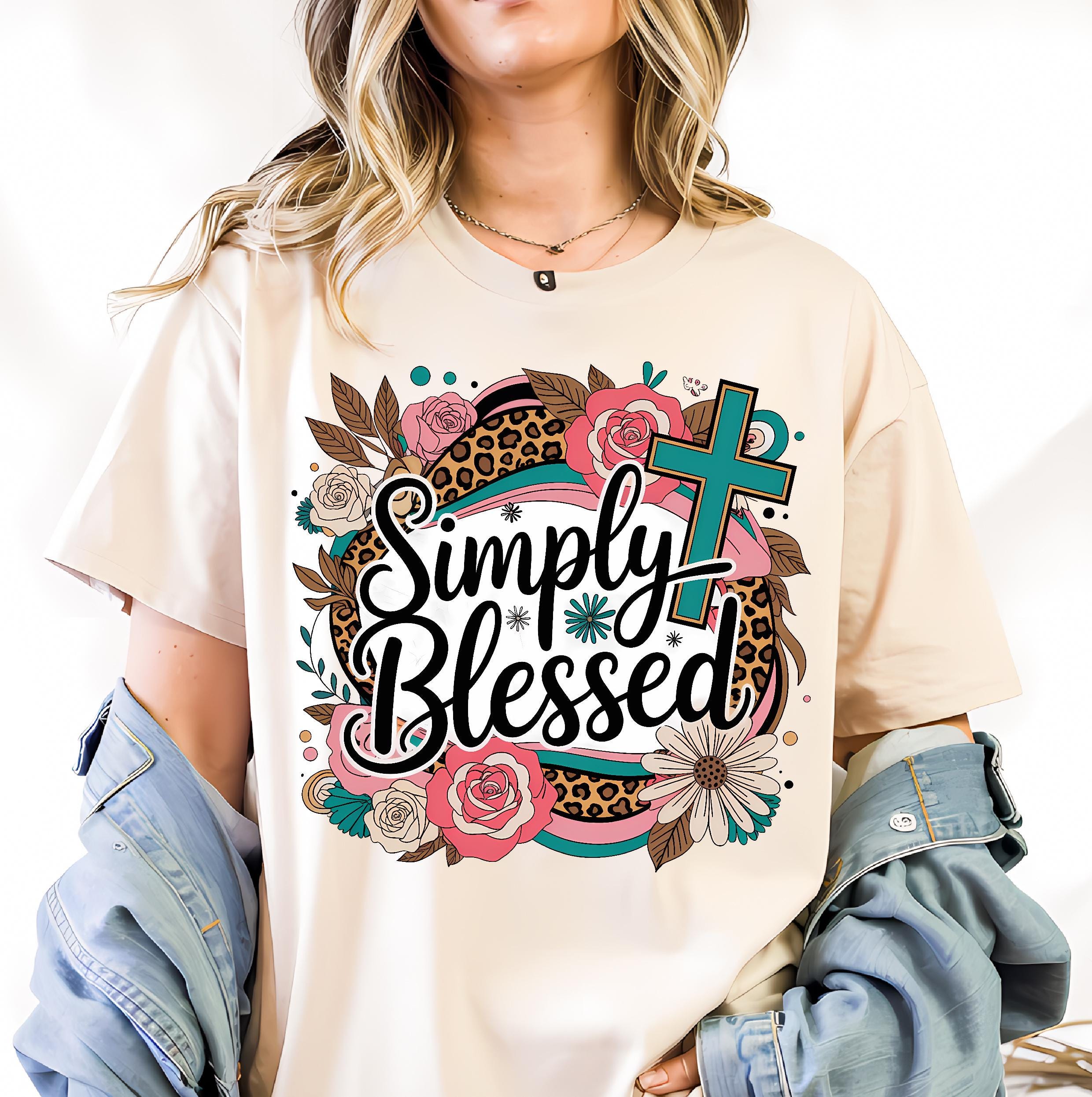 Blessed quote Png, Floral Christian quote Png Christian Sublimation Png Bible Verse Tee Design digital file